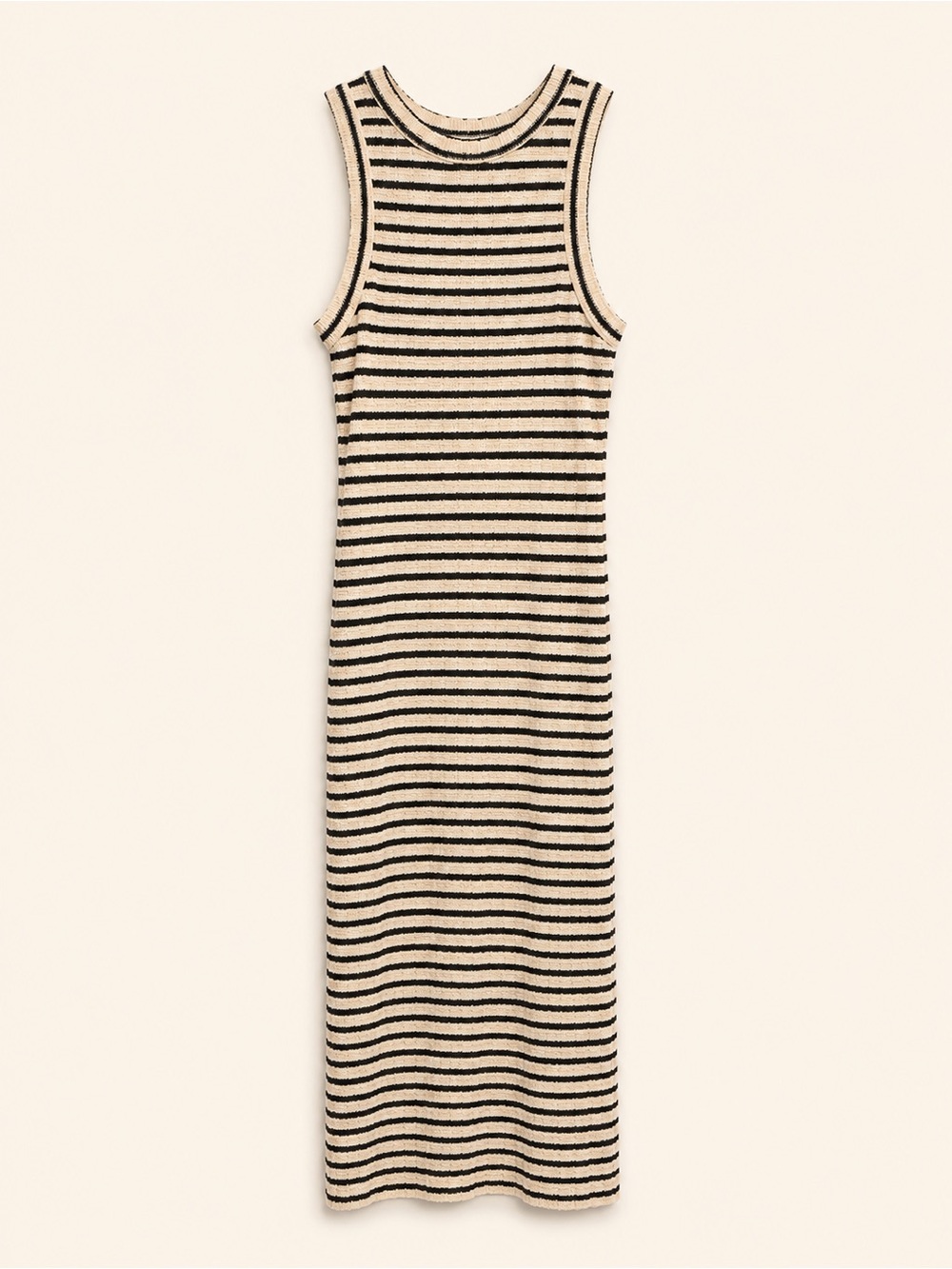 Sleeveless Striped Maxi Dress in Navy and Cream